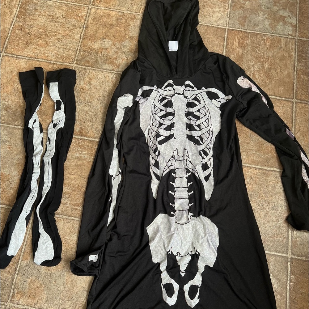 Black Skeleton Costume with Hood